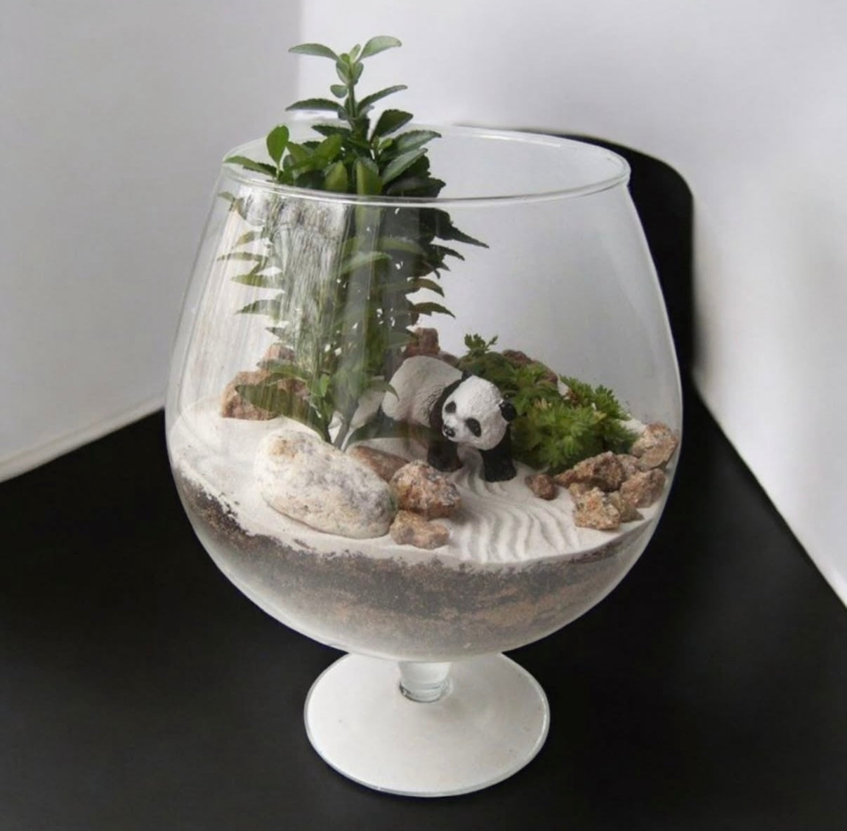 Fanciful Panda Terrarium Glass